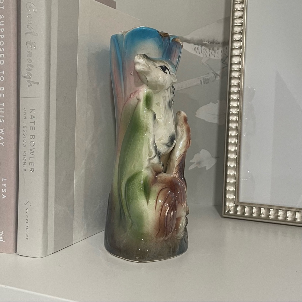 Vintage Ceramic Horse Vase Planter Lusterware Equestrian Mare Foal - Picture 5 of 7